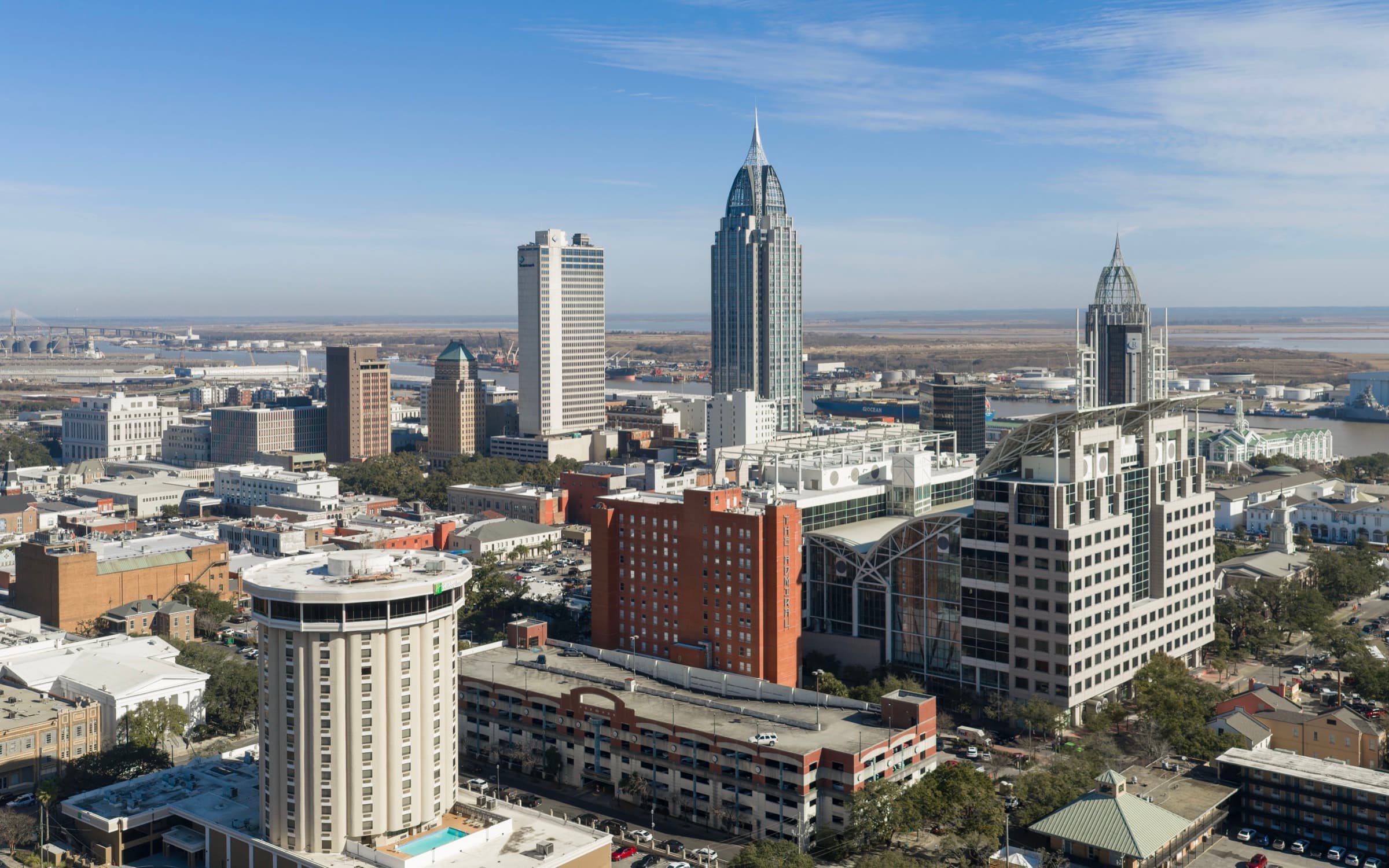 Mobile, Alabama skyline at dusk