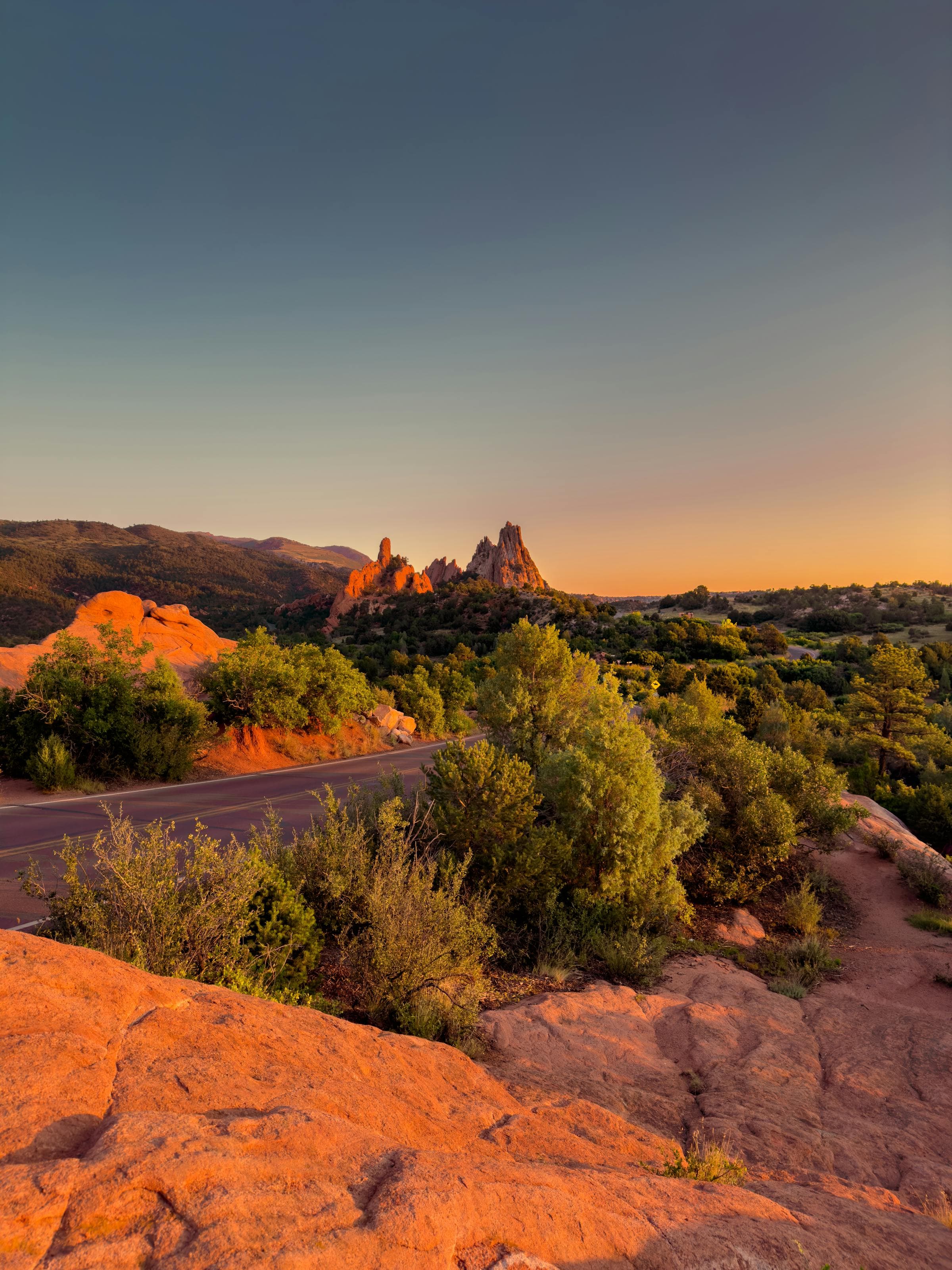 Colorado Springs, Colorado skyline at dusk