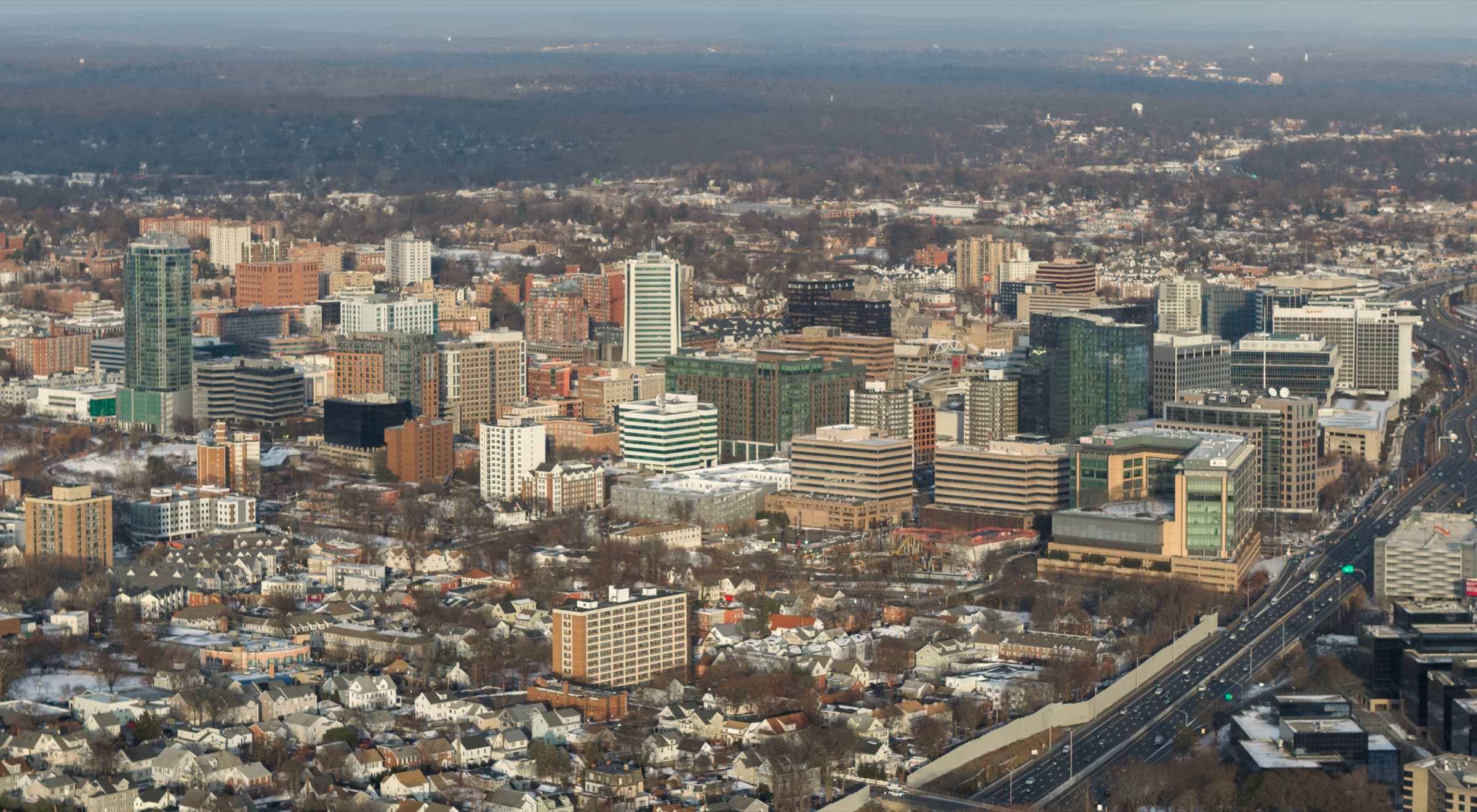 Stamford, Connecticut skyline at dusk