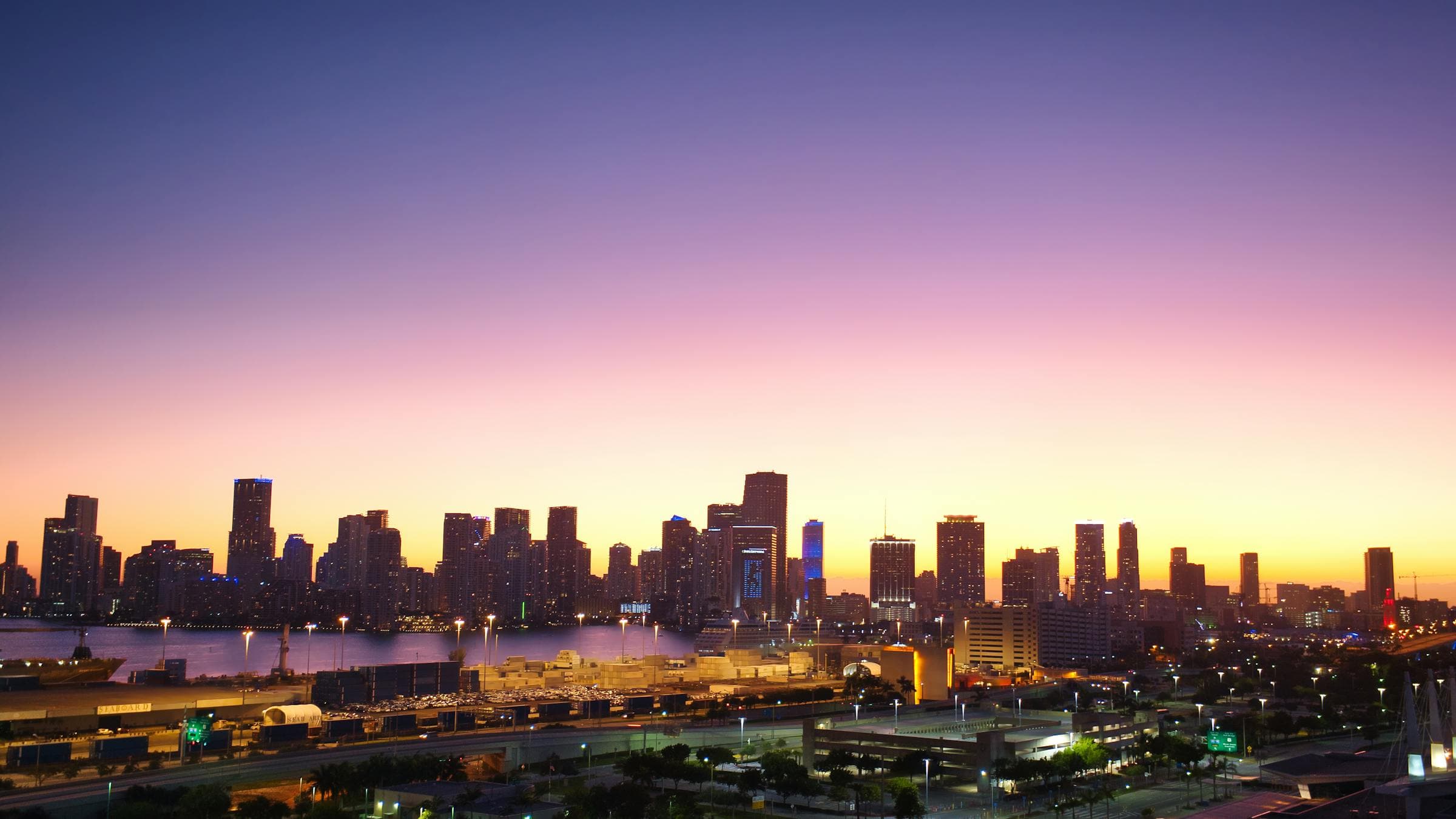 Miami, Florida skyline at dusk