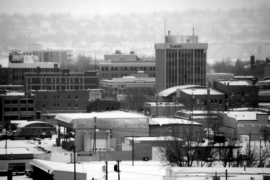 Great Falls, Montana skyline at dusk
