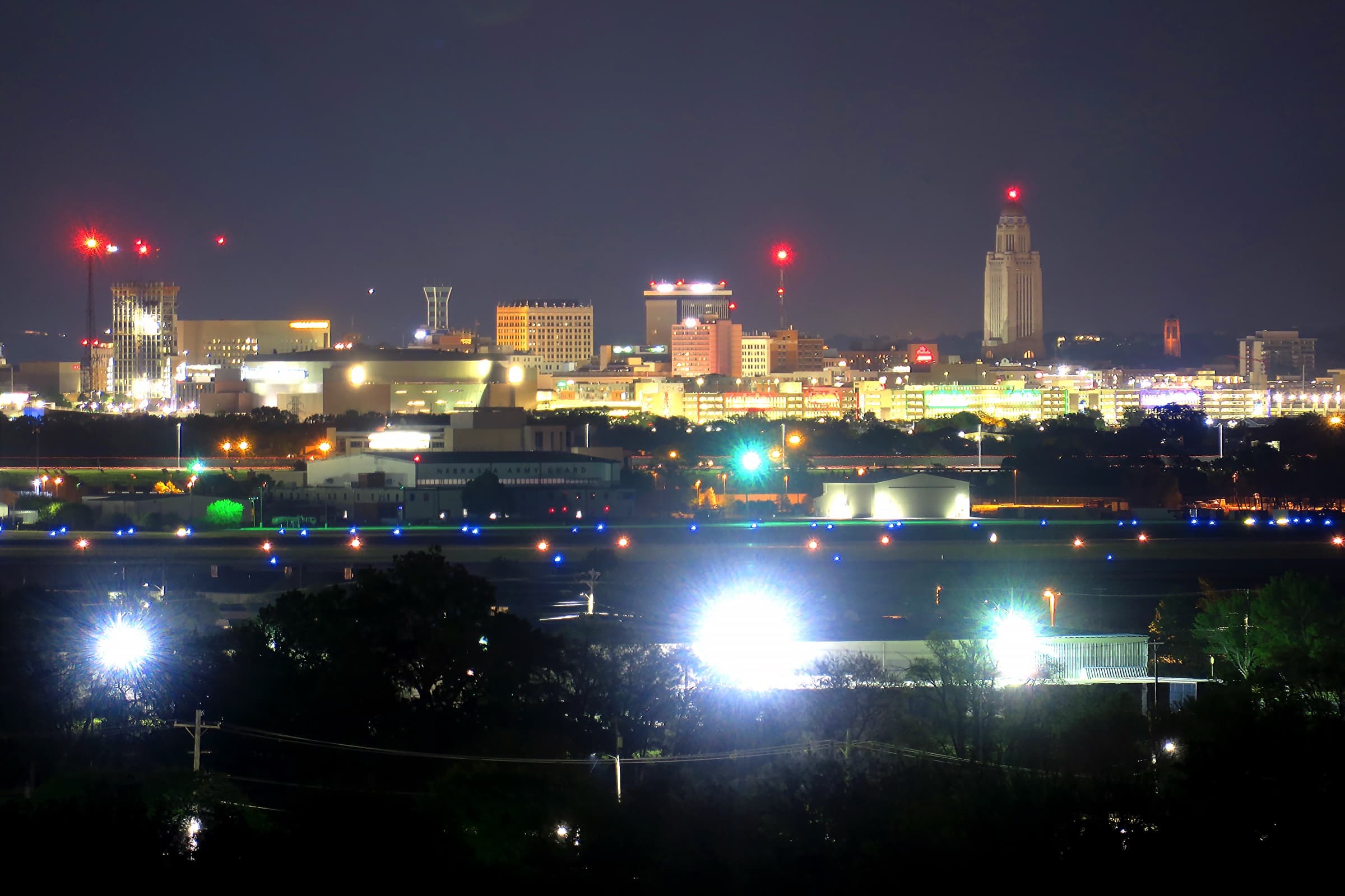 Lincoln, Nebraska skyline at dusk