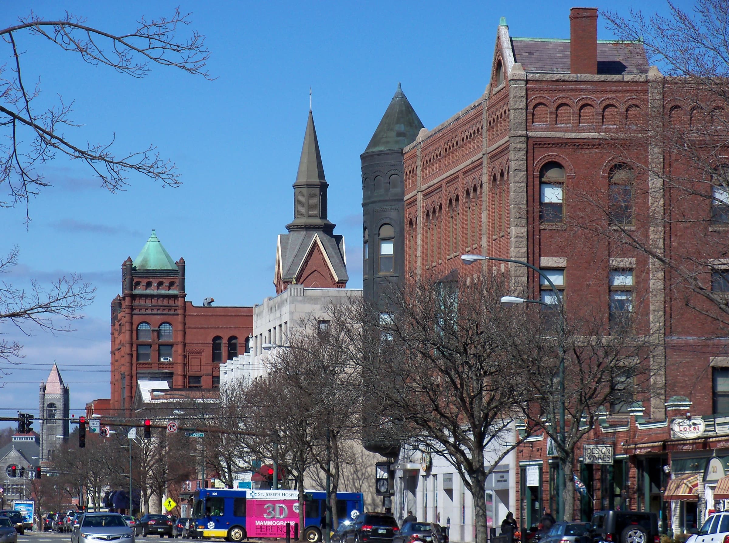 Nashua, New Hampshire skyline at dusk