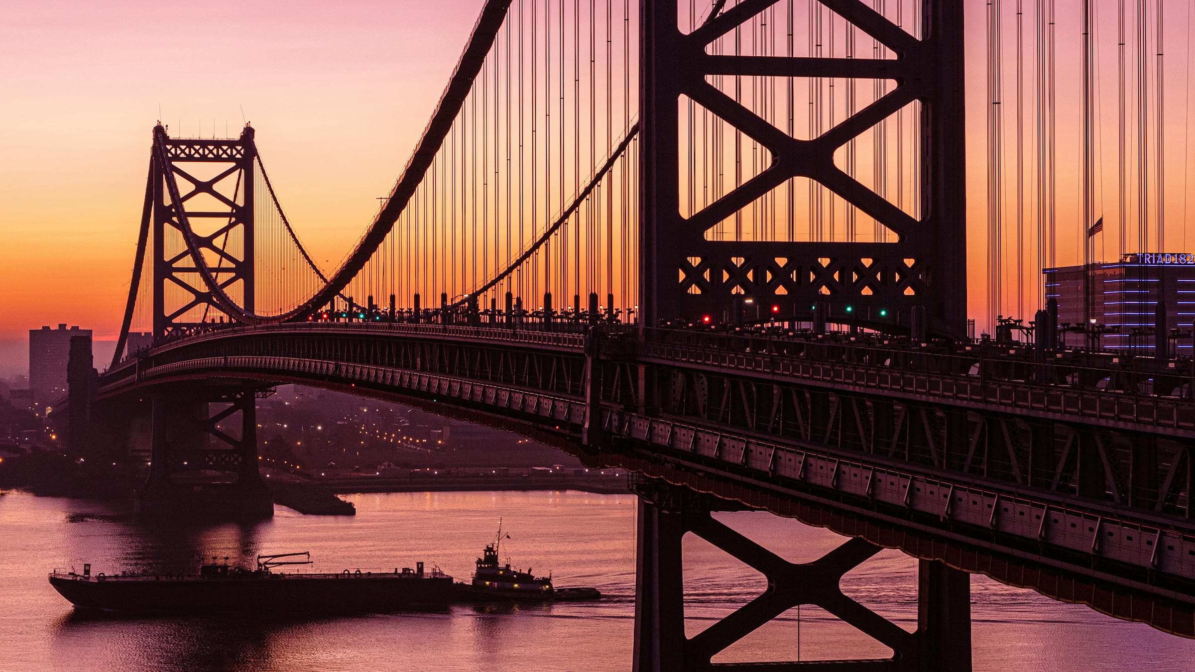 Trenton, New Jersey skyline at dusk