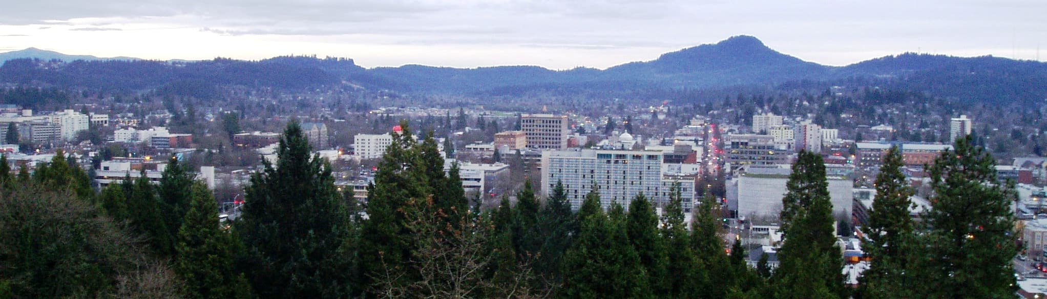 Eugene, Oregon skyline at dusk