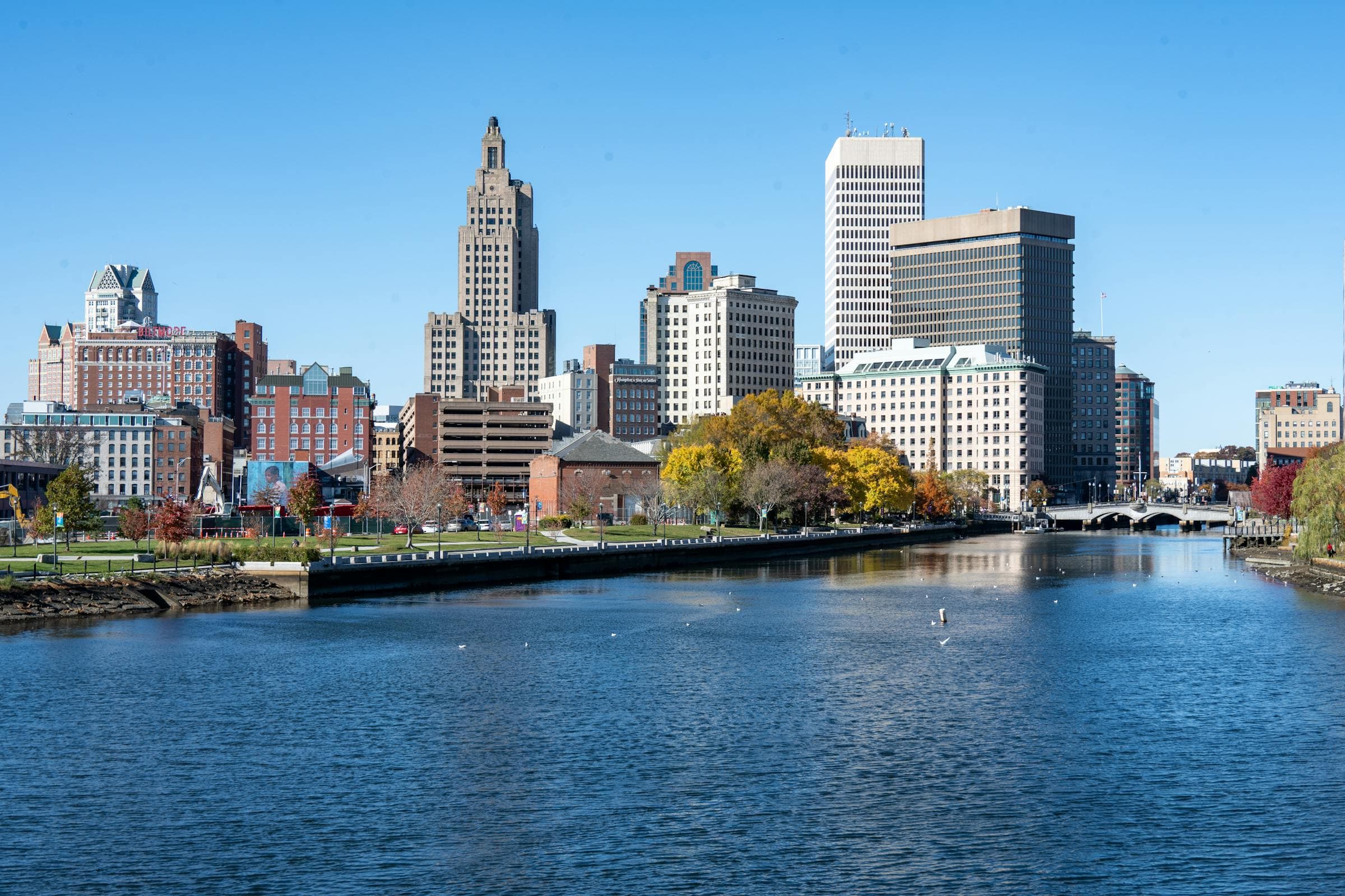 Providence, Rhode Island skyline at dusk